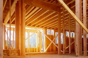 Interior view of a house under construction home framingInterior view of a house under construction home framing